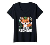 Women's Fox St Patricks Day Tee Ginger Red Hair I am The Redhead V-Neck T-Shirt