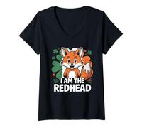 Women's Fox St Patricks Day Tee Ginger Red Hair I am The Redhead V-Neck T-Shirt