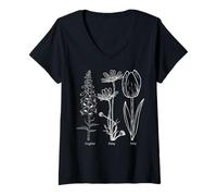 Womens Foxglove Daisy Tulip - Vintage Floral Bloom for Nature Lover V-Neck T-Shirt
