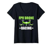 Womens FPV Drone Racing Speed League Tech Squad V-Neck T-Shirt