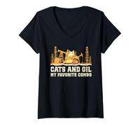 Womens Fracking I LOVE CATS AND FRACKING FUNNY Fracking V-Neck T-Shirt