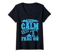 Womens Fracking KEEP CALM AND FRACK ON Funny Activists V-Neck T-Shirt