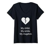 Women's Fractured Heart Mugshot Life Statement V-Neck T-Shirt