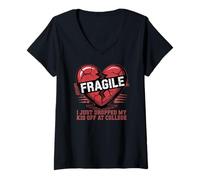 Womens Fragile Heart I Just Dropped My Kid Off at College V-Neck T-Shirt