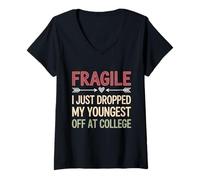 Womens Fragile I Just Dropped My Youngest Off at College Drop Women V-Neck T-Shirt