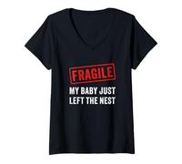 Womens Fragile My Baby Just Left The Nest Parent Funny V-Neck T-Shirt