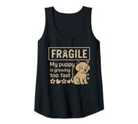 Womens Fragile My Puppy is Growing Cute Dog Lover Tank Top