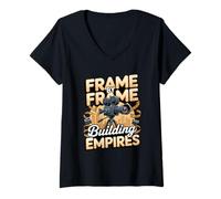 Women's Frame by Frame Building Empires Filmmaker V-Neck T-Shirt