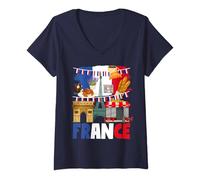 Womens France Flag Outfit Idea For Women French Flag & Lavender V-Neck T-Shirt