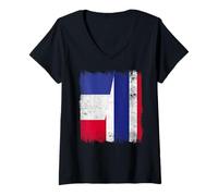 Womens France Thailand Half Flag French Thai Roots V-Neck T-Shirt