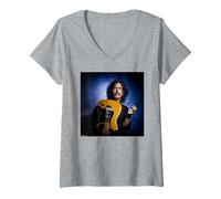 Womens Frank Zappa & Guitar LA Portrait by Michael Grecco V-Neck T-Shirt