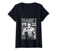 Womens Frankenstein Gym Frank's Monster Gains Vintage Halloween V-Neck T-Shirt