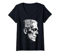 Womens Frankenstein Mary Shelley Quote Love Fear Halloween Monster V-Neck T-Shirt
