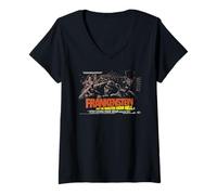 Womens Frankenstein & The Monster from Hell Movie Poster Art V-Neck T-Shirt