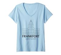 Womens Frankfort Kentucky Capitol State Building Bluegrass Retro V-Neck T-Shirt