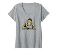 Womens Frankly I Woke Up, Sleepy Funny Frankenstein Costume V-Neck T-Shirt