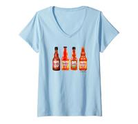 Womens Frank's RedHot Bottles of Hot Sauce Funny V-Neck T-Shirt