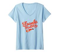 Womens Frank's RedHot Sauce Logo with Bottle Funny V-Neck T-Shirt