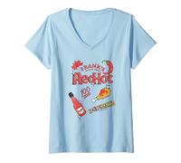 Womens Frank's RedHot Sketched Foods Funny V-Neck T-Shirt