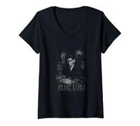 Women's Franz Kafka Dark Literary Gothic Author V-Neck T-Shirt