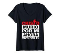 Womens Frase Bíblica Jesús Tee ForPowerful Bible Verses In Spanish V-Neck T-Shirt