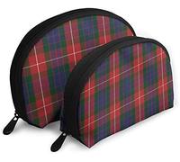 Womens Fraser Red Tartan Travel Cosmetic Bags Waterproof 2PC Makeup Clutch Pouch Cosmetic and Toiletries Organizer Bag Portable Travel Toiletry Pouch Girls