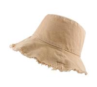 Women's Frayed Edge Bucket Hat Ladies Summer Sun Protection Fisherman Hat Cotton Bucket Sun Hats Foldable Beach Sun Hat for Travel Outdoor (UK, Alpha, One Size, Yellow)