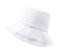 Women's Frayed Edge Bucket Hat Ladies Summer Sun Protection Fisherman Hat Cotton Bucket Sun Hats Foldable Beach Sun Hat for Travel Outdoor (UK, Alpha, One Size, White)