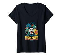 Womens Freak Night Halloween Monsters - Vampire, Werewolf & Zombie V-Neck T-Shirt