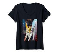 Womens Freddie Mercury Brian May Queen The Miracle Video Shoot V-Neck T-Shirt