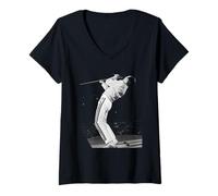 Womens Freddie Mercury Queen Live Wembley Stadium For Magic Tour V-Neck T-Shirt