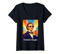 Women's Frederic Chopin Composer V-Neck T-Shirt
