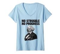 Women's Frederick Douglass No Struggle Means No Progress V-Neck T-Shirt