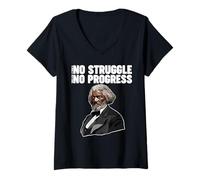Women's Frederick Douglass No Struggle Means No Progress V-Neck T-Shirt