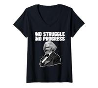 Women's Frederick Douglass No Struggle Means No Progress V-Neck T-Shirt