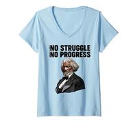 Women's Frederick Douglass No Struggle Means No Progress V-Neck T-Shirt