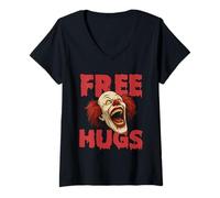 Womens Free Hugs - Spooky Evil Scary Horror Clown Halloween V-Neck T-Shirt
