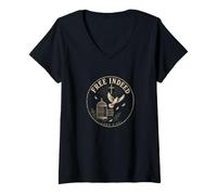 Women's Free Indeed John 8:36 Dove Open Cage Christian Freedom V-Neck T-Shirt