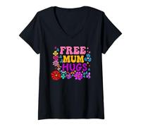 Women's Free Mum Hugs Pride Send Love to Support LGBTQ+ V-Neck T-Shirt