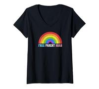 Women's Free Parent Hugs LGBTQ Pride Rainbow Nonbinary V-Neck T-Shirt