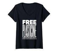 Womens Free Plasticine Human Artists Before Profit Activist V-Neck T-Shirt
