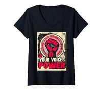 Womens Free Speech Text with Artistic Layout V-Neck T-Shirt