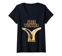 Women's Free Thinker Nonconformity Independent Mindset Forked Path V-Neck T-Shirt