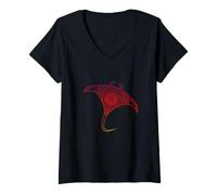 Women's Freediving Diving Apnoe Manta Ray Ocean Spirit Dive Shirt V-Neck T-Shirt