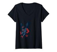 Womens Freedom Eagle with Bold Star Symbol V-Neck T-Shirt