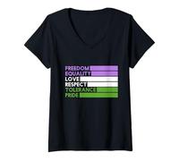 Womens Freedom Equality Love LGBT Genderqueer V-Neck T-Shirt