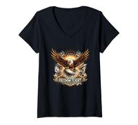 Women's Freedom Flight Disc Golf American Eagle USA Patriotic V-Neck T-Shirt