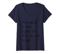 Womens Freedom is The Right to Live As We Wish Quote Epictetus V-Neck T-Shirt