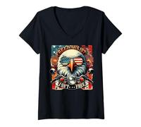 Womens Freedom Isn’t Free Design Patriotic USA Eagle V-Neck T-Shirt