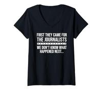 Womens Freedom of Speech Free Press First They Came for Journalists V-Neck T-Shirt